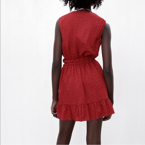 Zara Eyelet Mini-Dress with Cutouts - Picture 2 of 8